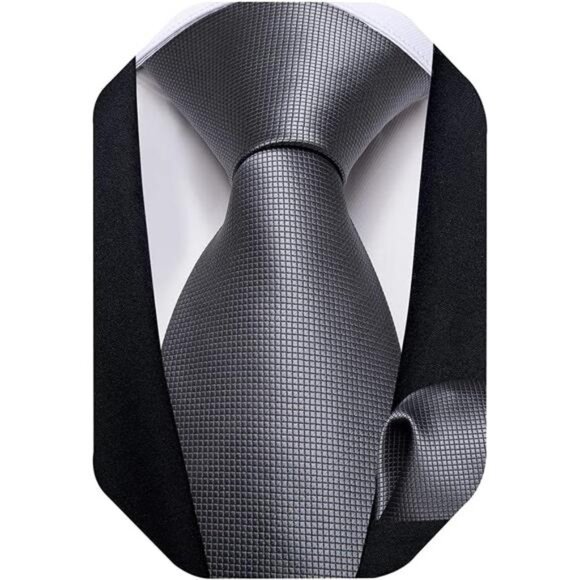 Mens Solid Color Tie & Pocket Square Set Woven Silk Plain Necktie & Handkerchief - Picture 1 of 6